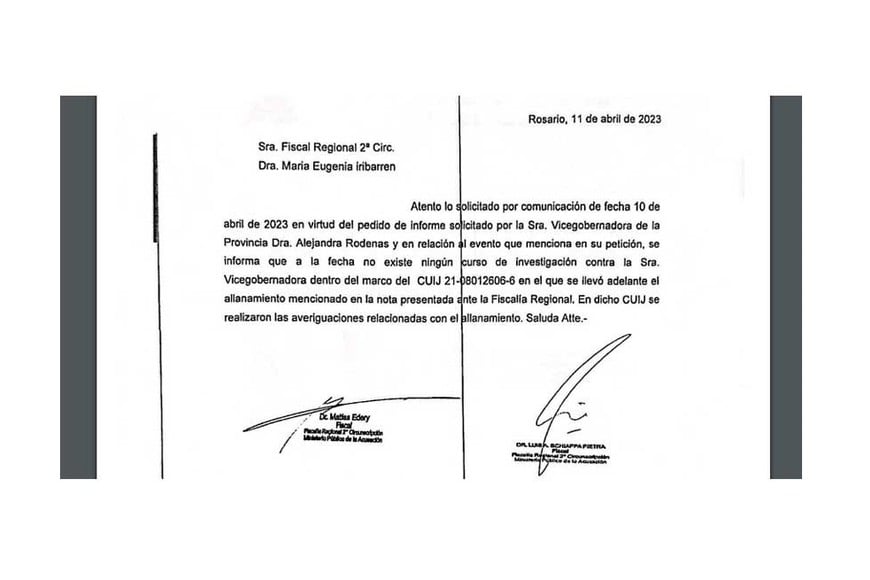 El escrito divulgado por fiscalía.