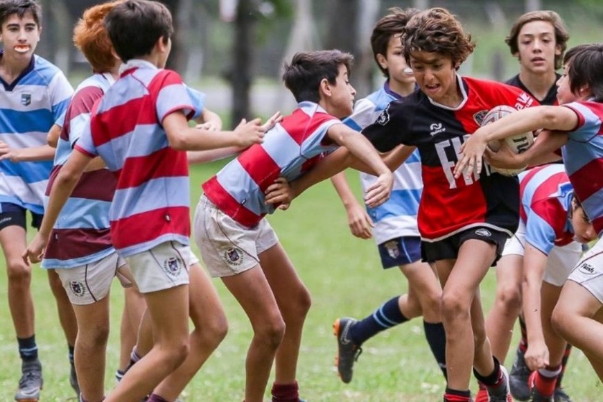 Atlético del Rosario y Córdoba Athletic, los otros dos equipos del "Acercando Amigos", junto a CRAI, el equipo anfitrión. Crédito: Rugby Click / Franco Perego.