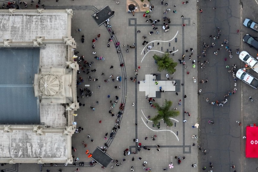 Así se vio desde el aire la 124° Peregrinación Arquidiocesana a la Basílica de Guadalupe. Crédito: Fernando Nicola