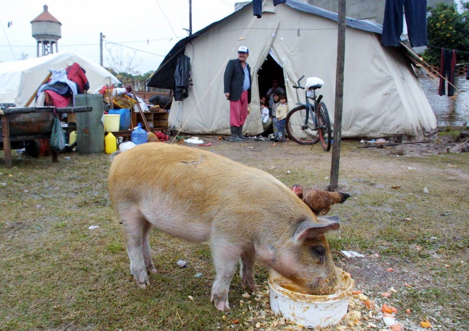 En barrio La Florida, se armó un campamento de carpas para albergar a vecinos.