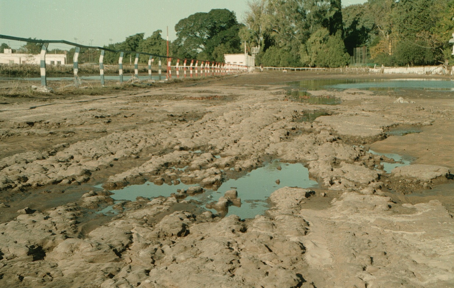 La pista del hipódromo de Las Flores así quedó.  Viernes 9 de mayo de 2003.