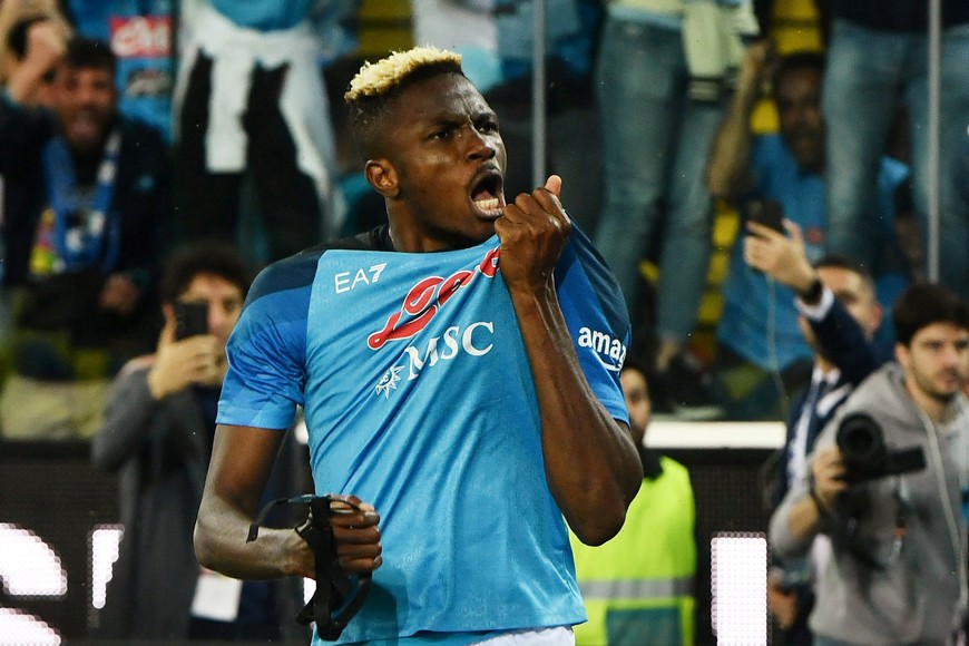 Soccer Football - Serie A - Udinese v Napoli - Dacia Arena, Udine, Italy - May 4, 2023
Napoli's Victor Osimhen celebrates scoring their first goal REUTERS/Jennifer Lorenzini