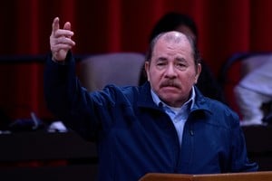 FILE PHOTO: Nicaragua's President Daniel Ortega delivers a speech during an extraordinary session of the National Assembly of People's Power of Cuba in commemoration of the 18th anniversary of the creation of ALBA-TCP at the Convention Palace in Havana, Cuba, December 14, 2022. Yamil Lage/Pool via REUTERS/File Photo