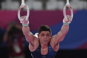 XVIII Pan American Games - Lima 2019 - Gymnastics - Polideportivo Villa El Salvador, Lima, Peru - July 28, 2019 - Argentina's Federico Martin Molinari competes on the rings. REUTERS/Ivan Alvarado