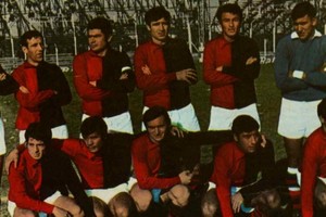 De pie Mellit, Jáuregui, Lezcano, Sanitá, Correa y Drago. Agachados: Balbuena, Ceballo, Borgogno, Colman y Ruiz. Créditos: Archivo.