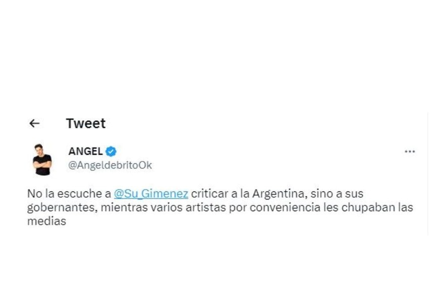 Ángel De Brito defendió a Susana desde su cuenta de Twitter.