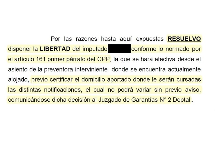 os fundamentos de esta libertad están en un documento de dos páginas al que accedió este medio.