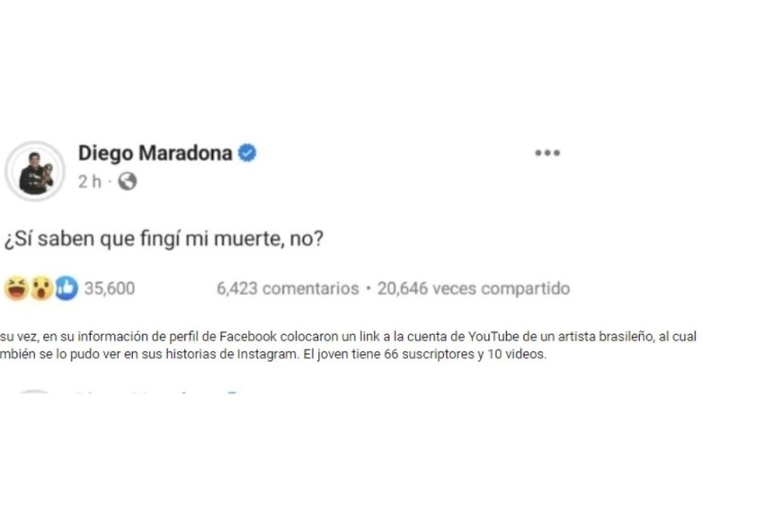 "¿Sabe que fingí mi muerte, no?", escribieron como primera publicación en Facebook