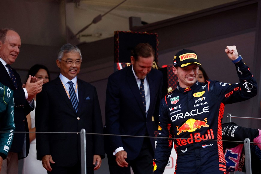 Formula One F1 - Monaco Grand Prix - Circuit de Monaco, Monte Carlo, Monaco - May 28, 2023
Red Bull's Max Verstappen celebrates on the podium after winning the Monaco Grand Prix REUTERS/Stephane Mahe