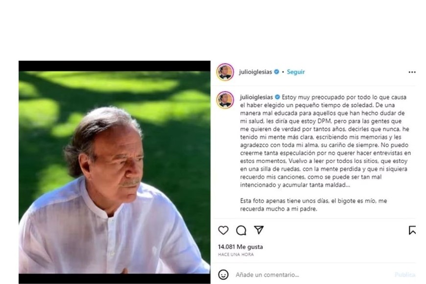 El descargo del cantante español.