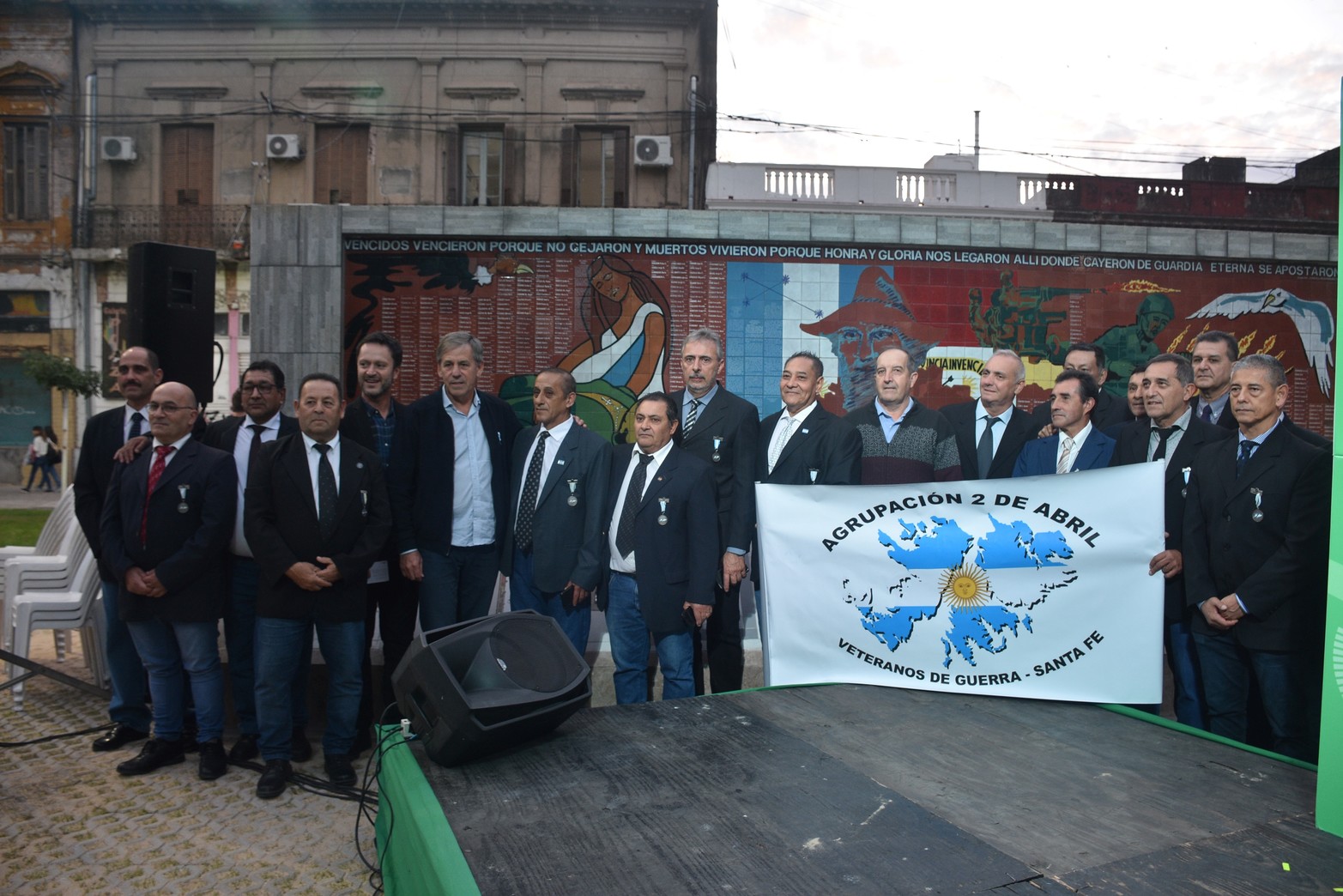 Acto de inauguración de la remozada Plaza del Soldado Argentino.
Foto: Manuel Fabatía