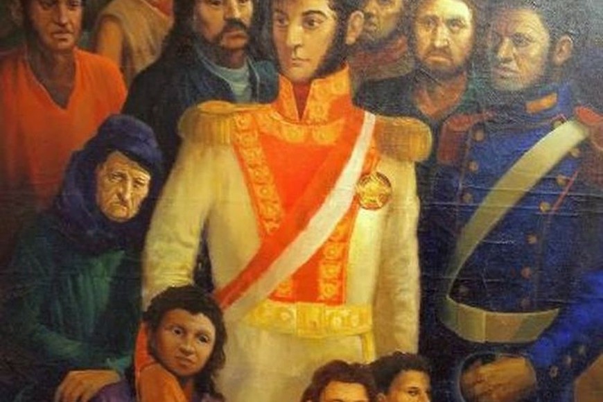 Fragmento del cuadro "San Martín, Rosas, Perón, de Alfredo Bettanin