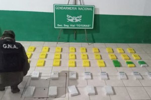 El automovilista llevaba oculto 49 ladrillos con droga. Crédito: Gendarmería.