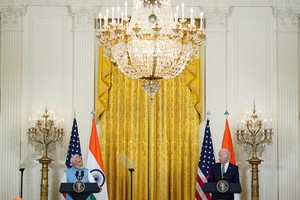 U.S. President Joe Biden and India’s Prime Minister Narendra Modi hold a joint press conference at the White House in Washington, U.S., June 22, 2023. REUTERS/Kevin Lamarque