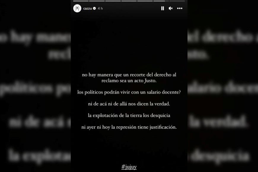 La cantante jujeña se manifestó en sus redes sociales.