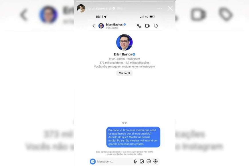 El cruce en redes entre Bruna Biancardi y un periodista brasilero.