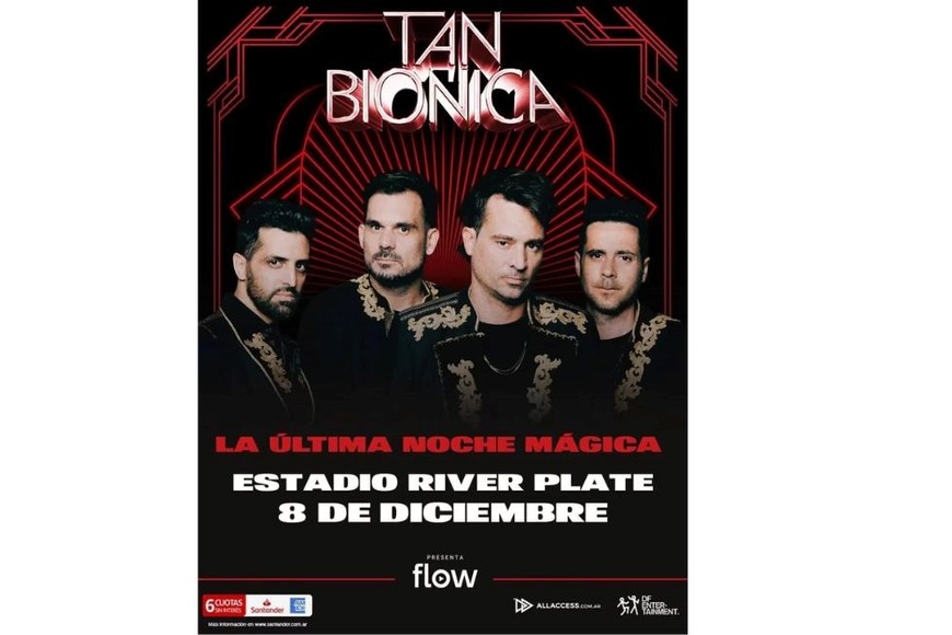 Tan Biónica se presentará el 8 diciembre en el estadio de River.