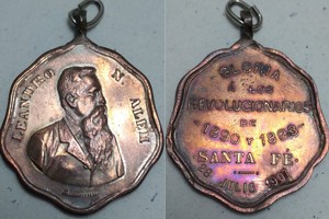 Medalla conmemorativa. Anverso: Aristóbulo del Valle. Reverso: "Gloria a los revolucionarios de 1890 y 1893". 28 de julio de 1907. Colección particular.