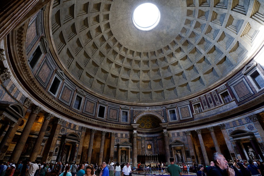 People visit Pantheon, one of the ancient world's best preserved monuments, after an entry fee is introduced in Rome, Italy, July 3, 2023. REUTERS/Remo Casilli