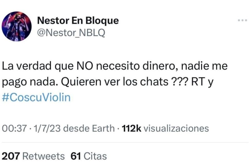 El tweet de Néstor en Bloque tras la fuerte acusación a Coscu.