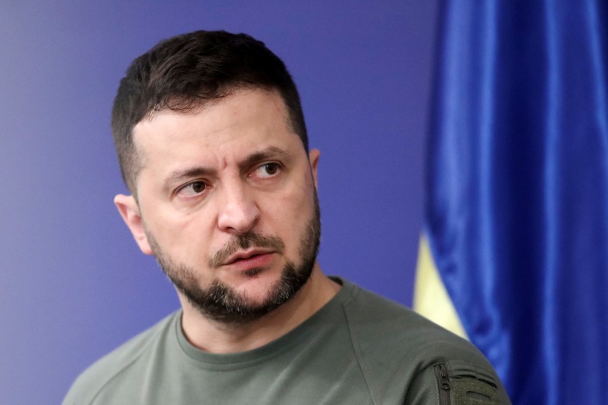 Ukraine's President Volodymyr Zelenskiy looks on after signing a declaration on the Euro-Atlantic integration of Ukraine and a memorandum of cooperation in the field of energy at the Bulgarian government building in Sofia, Bulgaria, July 6, 2023. REUTERS/Spasiyana Sergieva
