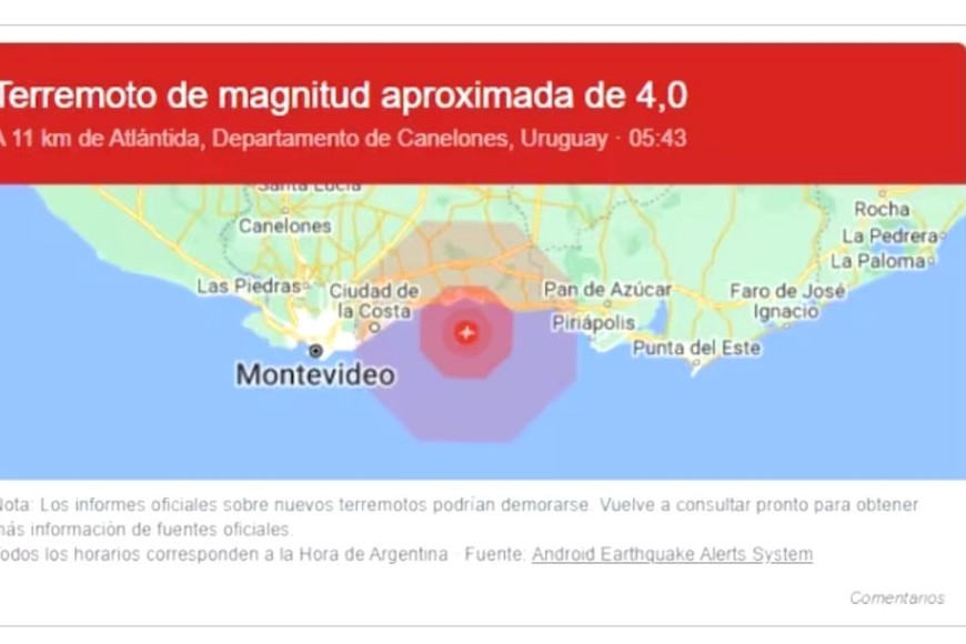 El movimiento se registró este miércoles, sobre las 5:40 de la madrugada.