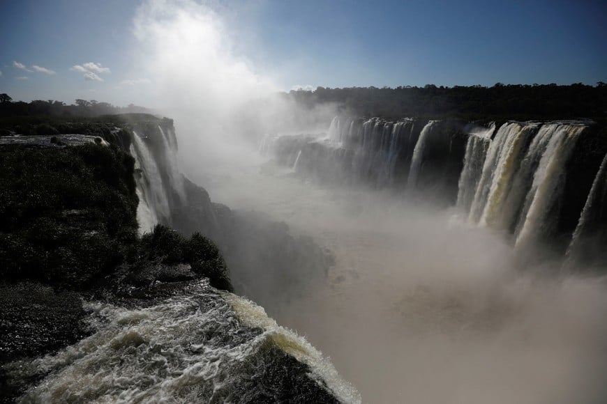 A view of the part of the Iguazu Falls known as the Garganta del Diablo (Devil's Throat ) is seen in the Argentine side of the of the Iguazu River in Puerto Iguazu, Argentina July 1, 2023. REUTERS/Agustin Marcarian
