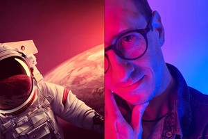 La portada del single "Vacío estelar" y el autor, Marcelo Burgi