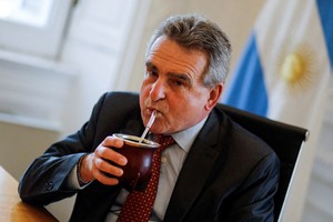 Argentina's Cabinet Chief and vice presidential pre-candidate Agustin Rossi sips mate in his office during an interview with Reuters, at the Casa Rosada Presidential Palace, in Buenos Aires, Argentina July 21, 2023. REUTERS/Agustin Marcarian