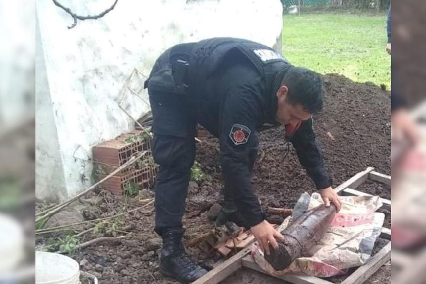 Proyectil de cañón hallado en Rafaela.