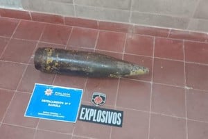 Proyectil de cañón hallado en Rafaela.
