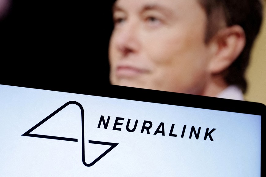 FILE PHOTO: Neuralink logo and Elon Musk photo are seen in this illustration taken, December 19, 2022. REUTERS/Dado Ruvic/Illustration/File Photo