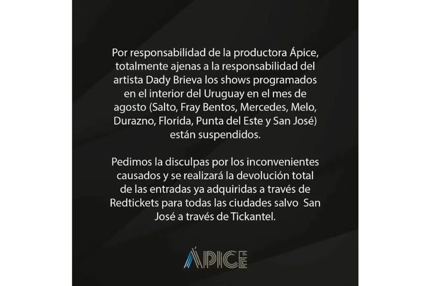 La productora que contrató al artista salió a aclarar la situación