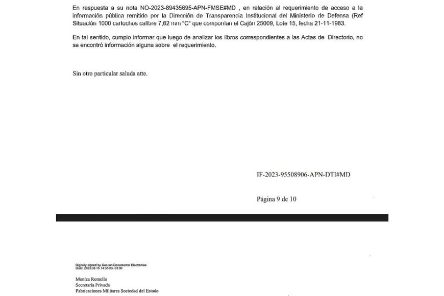 Respuesta al pedido de acceso a la información pública