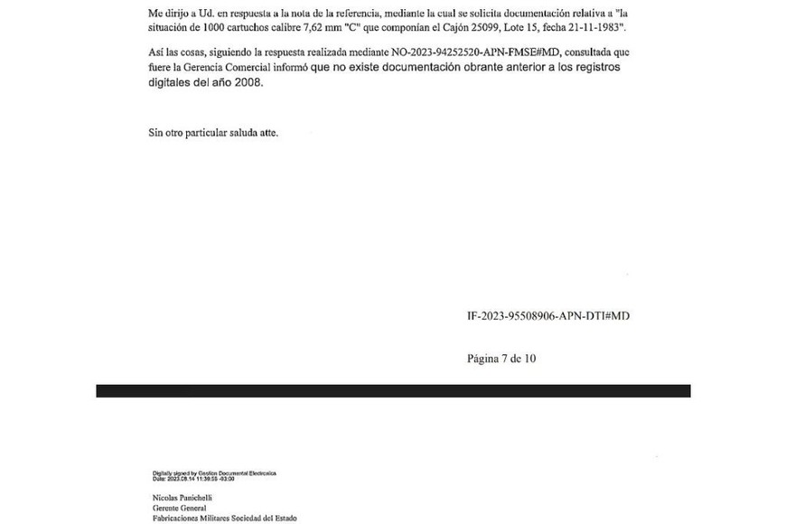 Respuesta al pedido de acceso a la información pública