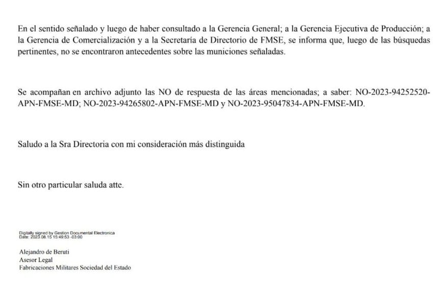 Respuesta al pedido de acceso a la información pública