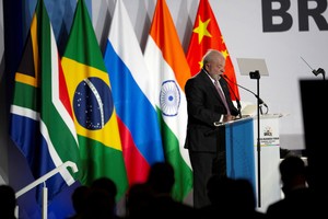 Brazil's President Luiz Inacio Lula da Silva delivers his opening remarks at the BRICS Summit in Johannesburg, South Africa. August 22, 2023 REUTERS/James Oatway