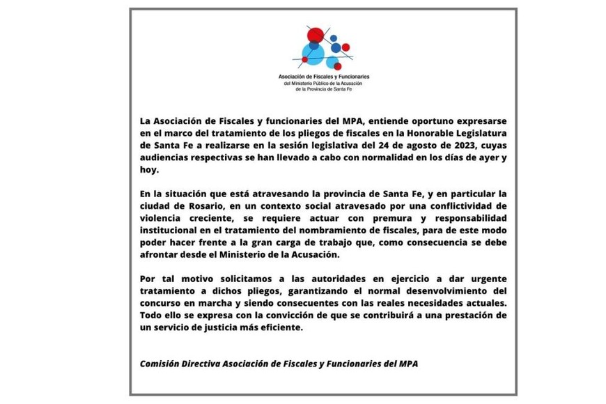 Comunicado Fiscales Rosario