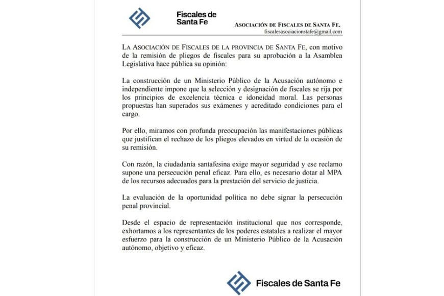 Comunicado de la Asociación de Fiscales.