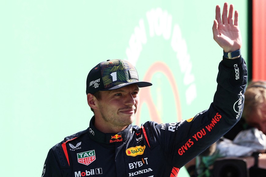 Formula One F1 - Dutch Grand Prix - Circuit Zandvoort, Zandvoort, Netherlands - August 26, 2023
Red Bull's Max Verstappen celebrates after qualifying in pole position REUTERS/Yves Herman