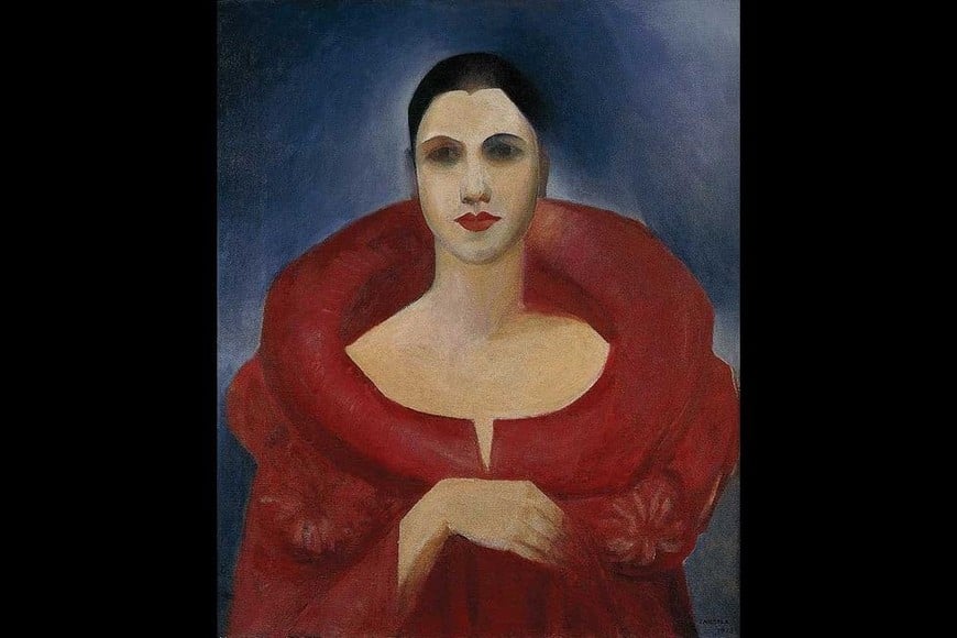 "Autorretrato con abrigo rojo" (1923). Foto: Colección Museo Nacional de Bellas Artes