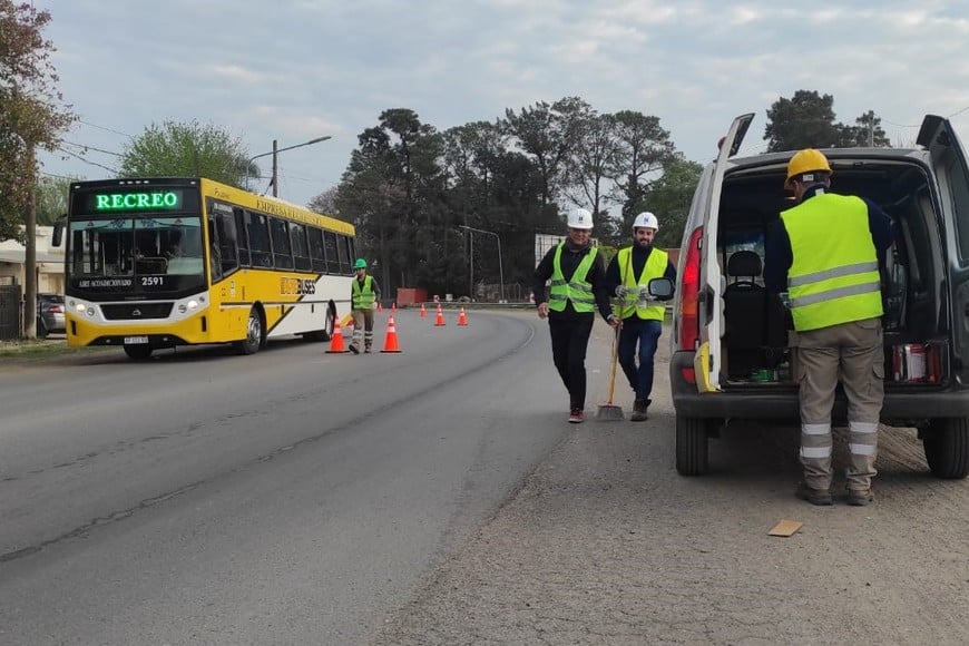 Tareas de Vialidad Nacional este viernes.