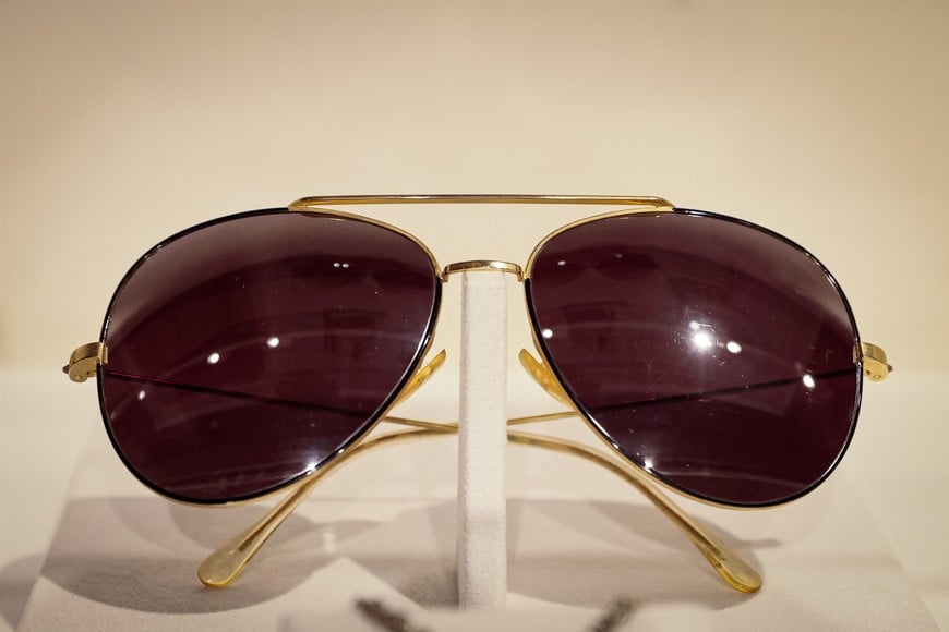Freddie Mercury's sunglasses are displayed during Sotheby's 'Freddie Mercury: A World of His Own' press preview in New York, U.S., June 1, 2023.  REUTERS/Brendan McDermid