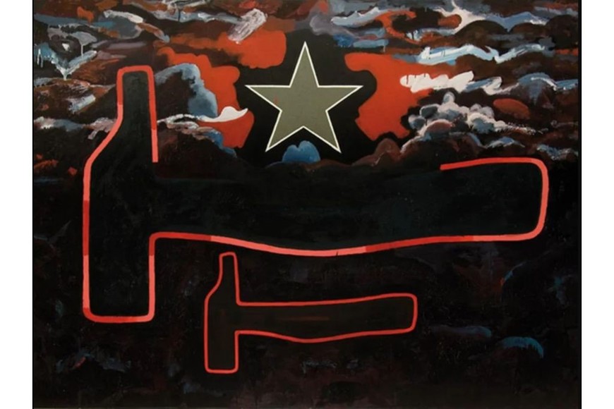 Juan Pablo Renzi: “Constelación del martillo mayor y el martillo menor” (1988-89), óleo y esmalte sobre tela.