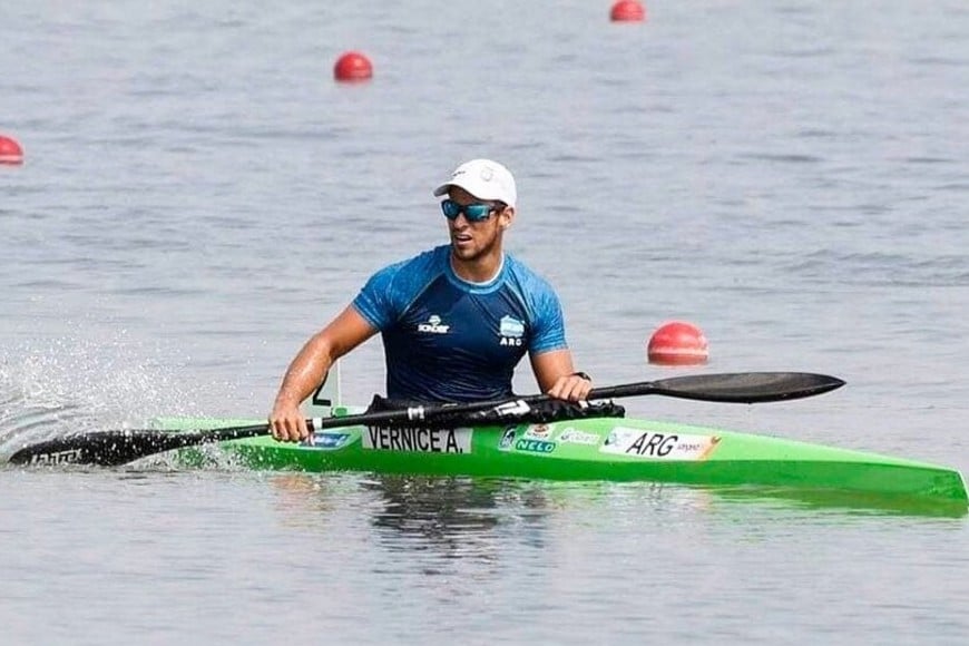 Agustín Vernice logró en Tokio el diploma olímpico al culminar octavo en la final A de K1 1000 metros.