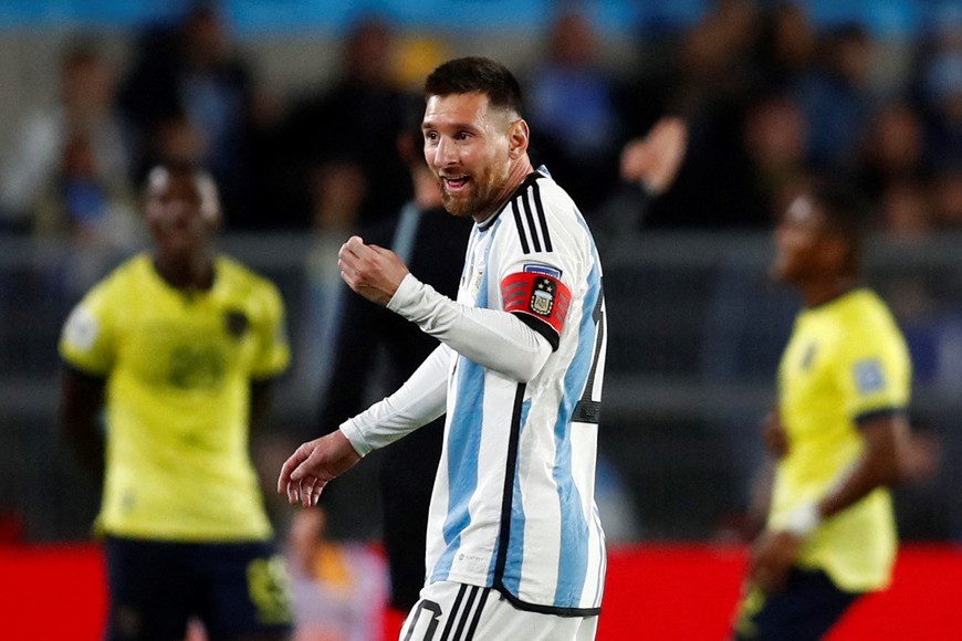 Soccer Football - World Cup - South American Qualifiers - Argentina v Ecuador - Estadio Mas Monumental, Buenos Aires, Argentina - September 7, 2023
Argentina's Lionel Messi reacts REUTERS/Agustin Marcarian