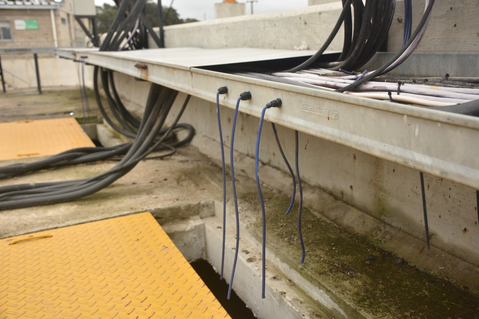 Cables cortados en la Casabomba Cero. Ocurrió en la estación de desagote hídrico que se encuentra en el barrio Centenario. Se sospecha, por el tipo de cable vandalizado, que se trató de un atentado y no de un robo. Foto: Mauricio Garín