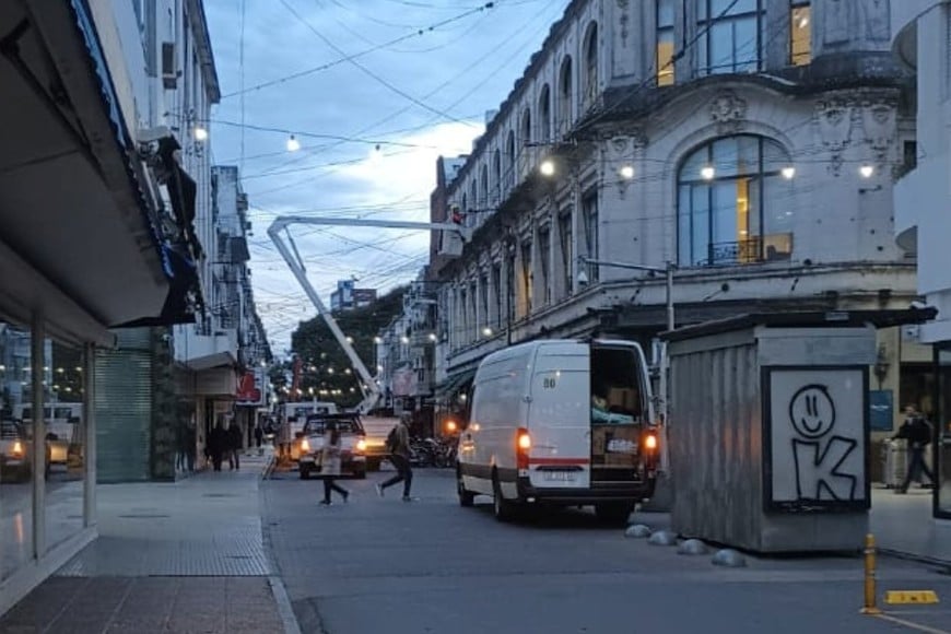 Los trabajos a la altura de la peatonal San Martín. Crédito: El Litoral