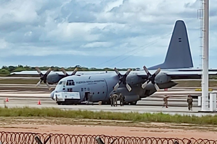 El C-130 Hércules TC-64 en Brasil tras el incidente.