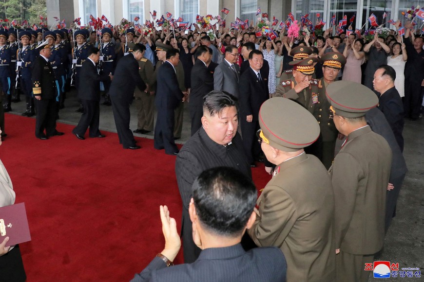 North Korean leader Kim Jong Un, accompanied by Ri Pyong Chol, Vice Chairman of the ruling Workers' Party's Central Military Commission, Pak Jong Chon, the new head of the party's military-political leadership, Su Yong, party secretary and director of the economy department, Pak Thae Song, party secretary and chairman of a national space science and technology committee, depart Pyongyang, North Korea, to visit Russia, September 10, 2023, in this image released by North Korea's Korean Central News Agency on September 12, 2023.   KCNA via REUTERS    ATTENTION EDITORS - THIS IMAGE WAS PROVIDED BY A THIRD PARTY. REUTERS IS UNABLE TO INDEPENDENTLY VERIFY THIS IMAGE. NO THIRD PARTY SALES. SOUTH KOREA OUT. NO COMMERCIAL OR EDITORIAL SALES IN SOUTH KOREA.